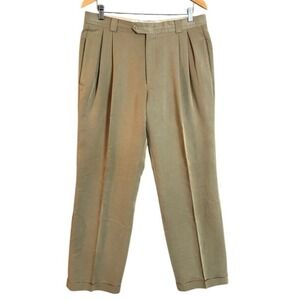 BALLIN RELAX Mens Pleated Tan Relaxed Fit Dress Pants Size 34